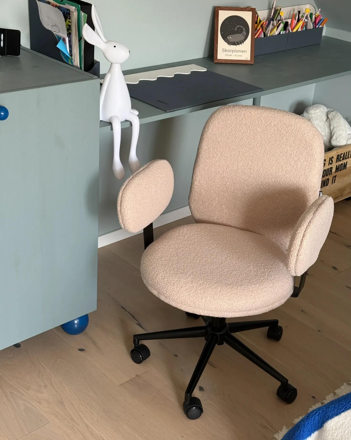 Sedia da scrivania MORAGA Bouclé Beige