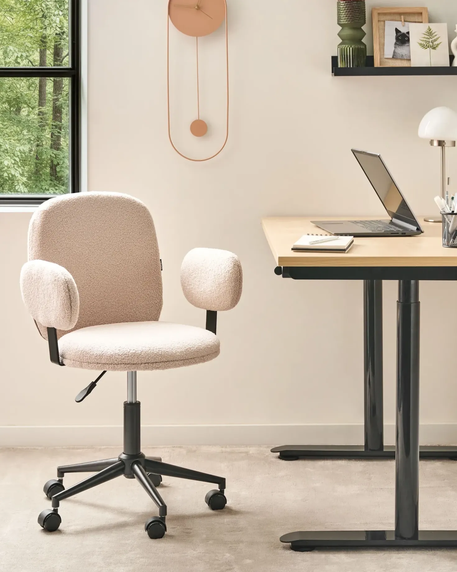 Sedia da scrivania MORAGA Bouclé Beige