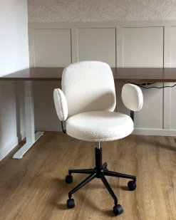 Sedia da scrivania MORAGA Bouclé Bianco sporco
