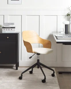 Sedia da scrivania NOVATO Lino sintetico Beige chiaro