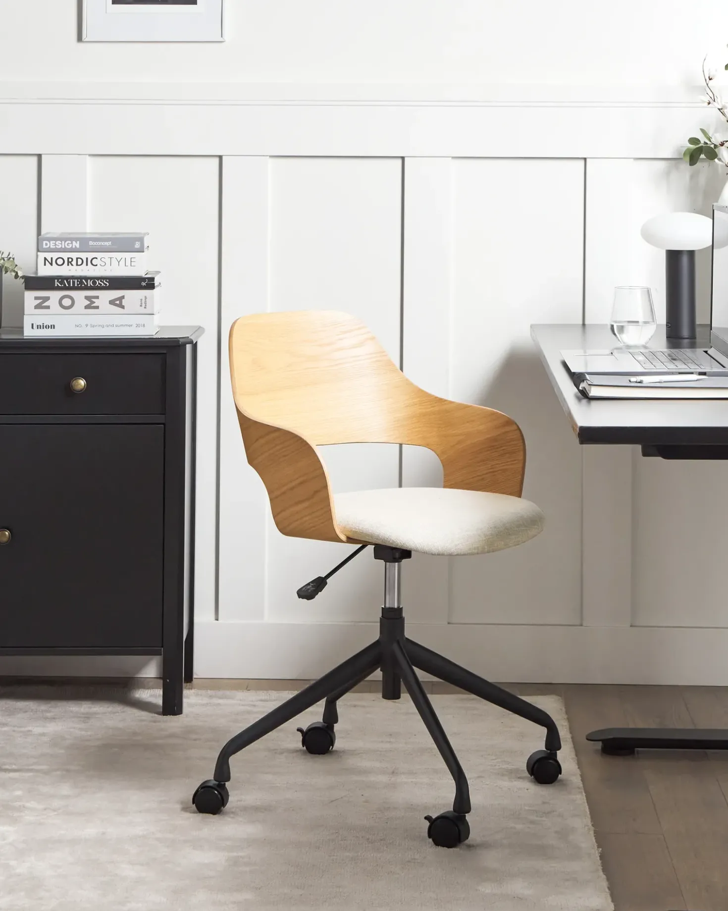 Sedia da scrivania NOVATO Lino sintetico Beige chiaro
