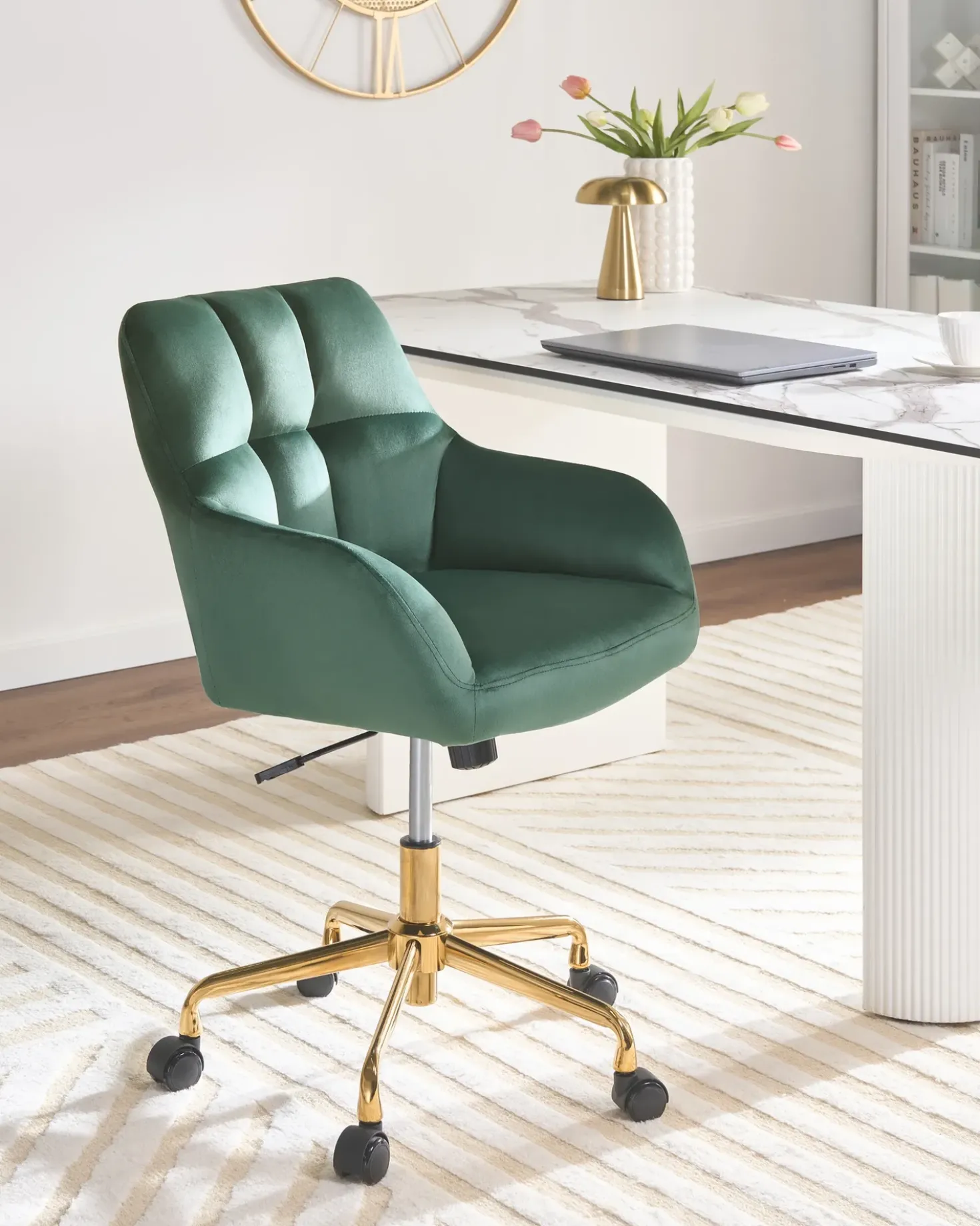 Sedia da scrivania PALMDALE Velluto Verde scuro
