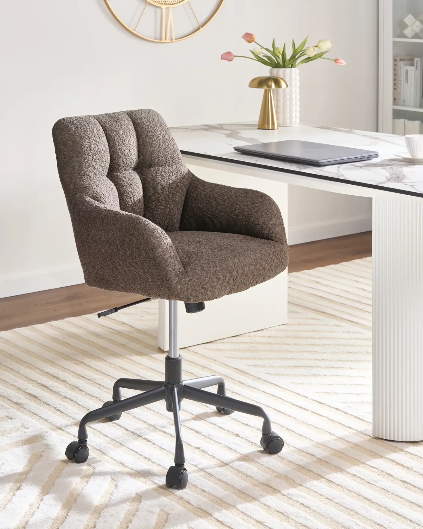 Sedia da scrivania PALMDALE Bouclé Marrone scuro