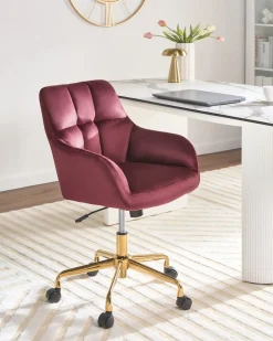 Sedia da scrivania PALMDALE Velluto Bordeaux