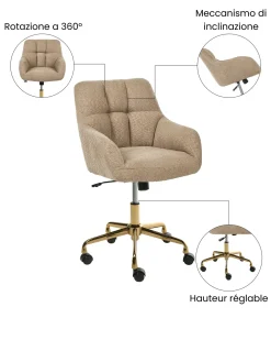 Sedia da scrivania PALMDALE Bouclé Marrone chiaro