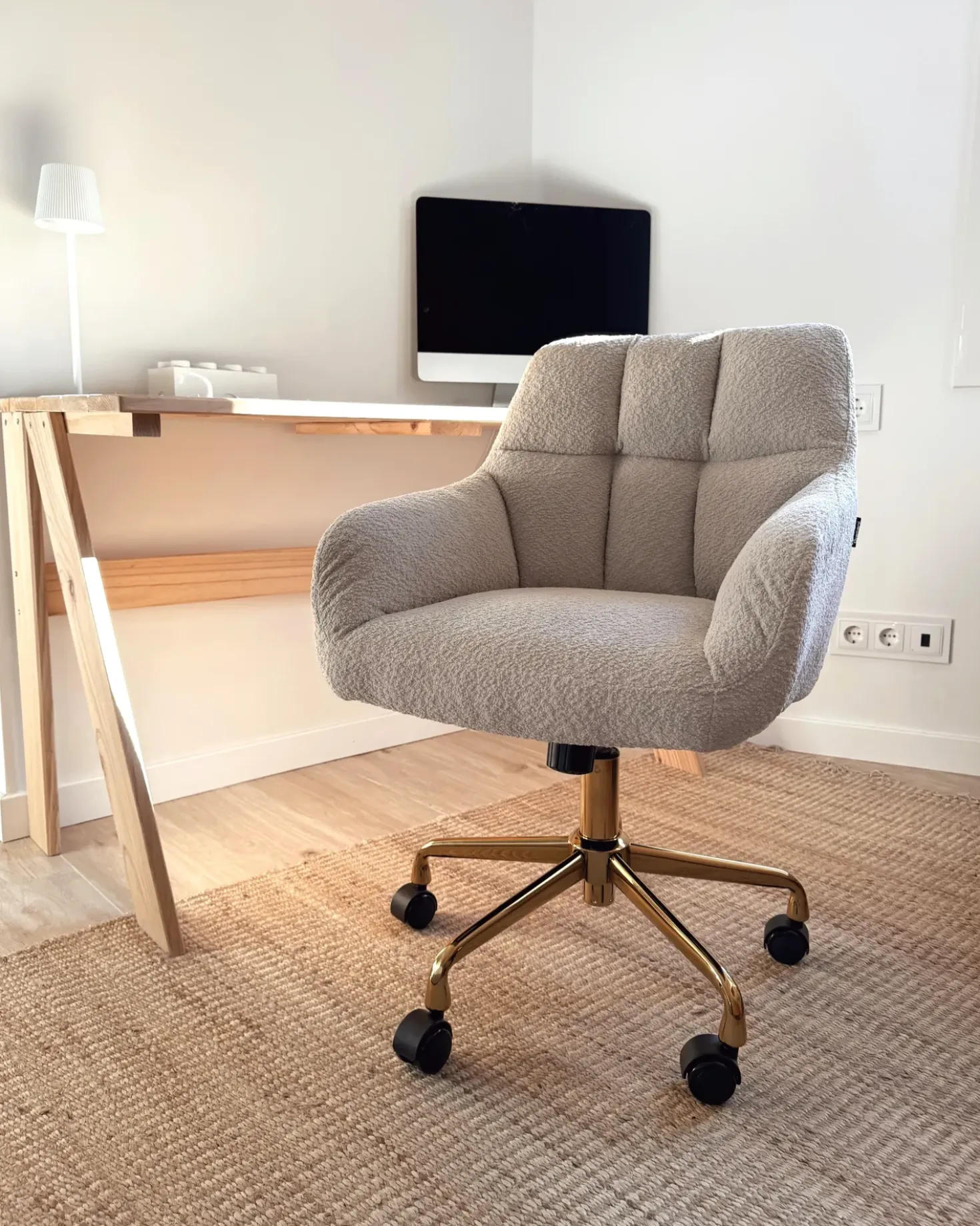 Sedia da scrivania PALMDALE Bouclé Beige chiaro