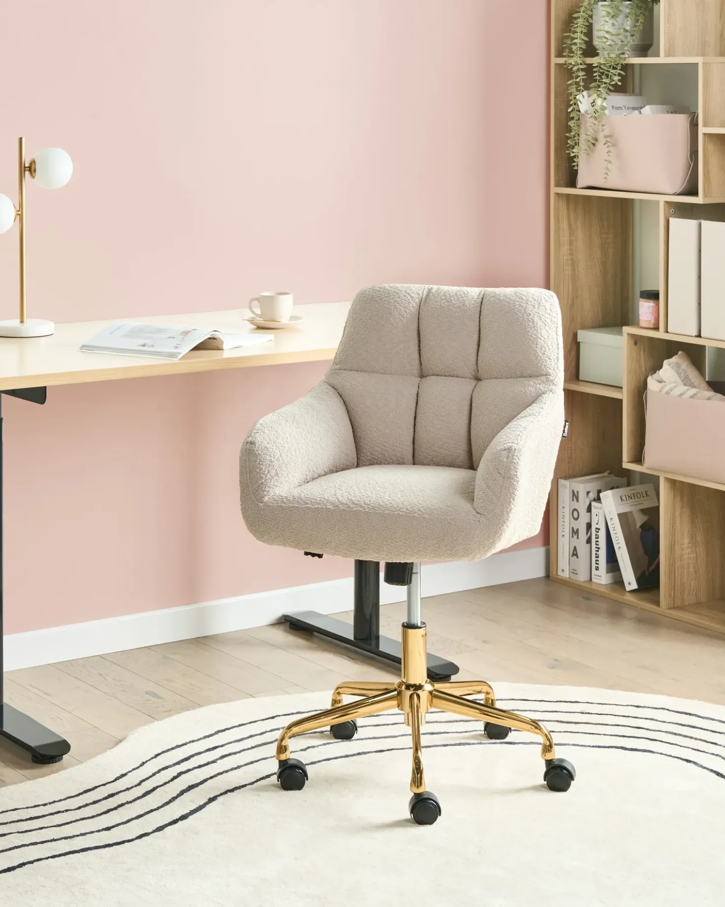 Sedia da scrivania PALMDALE Bouclé Beige chiaro