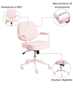 Sedia da scrivania PARAMUS Pelle sintetica Rosa pastello