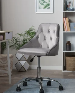 Sedia da scrivania PARRISH Velluto Grigio
