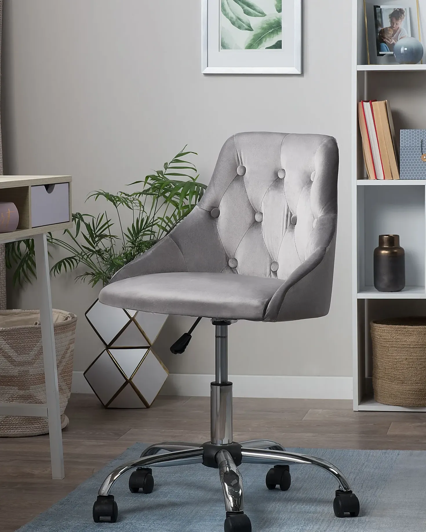 Sedia da scrivania PARRISH Velluto Grigio