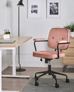 Sedia da scrivania PAWNEE Velluto Rosa