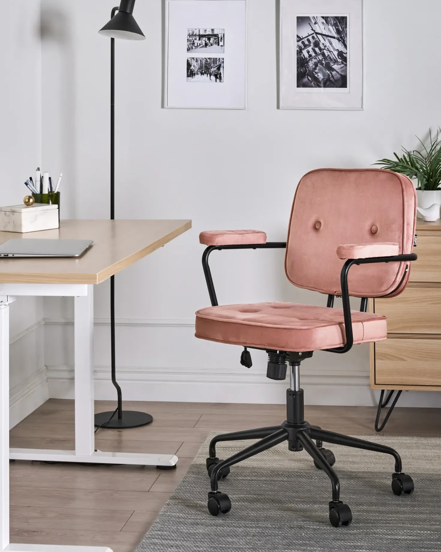 Sedia da scrivania PAWNEE Velluto Rosa
