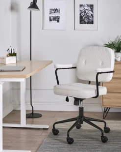 Sedia da scrivania PAWNEE Bouclé Bianco sporco