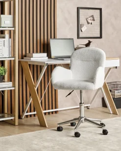 Sedia da scrivania PRIDDY Bouclé Bianco sporco