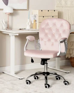 Sedia da scrivania PRINCESS Velluto Rosa pastello