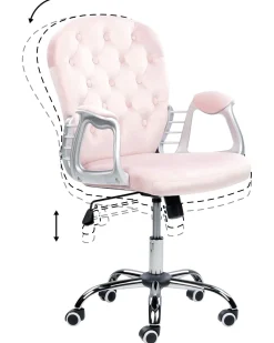 Sedia da scrivania PRINCESS Velluto Rosa pastello