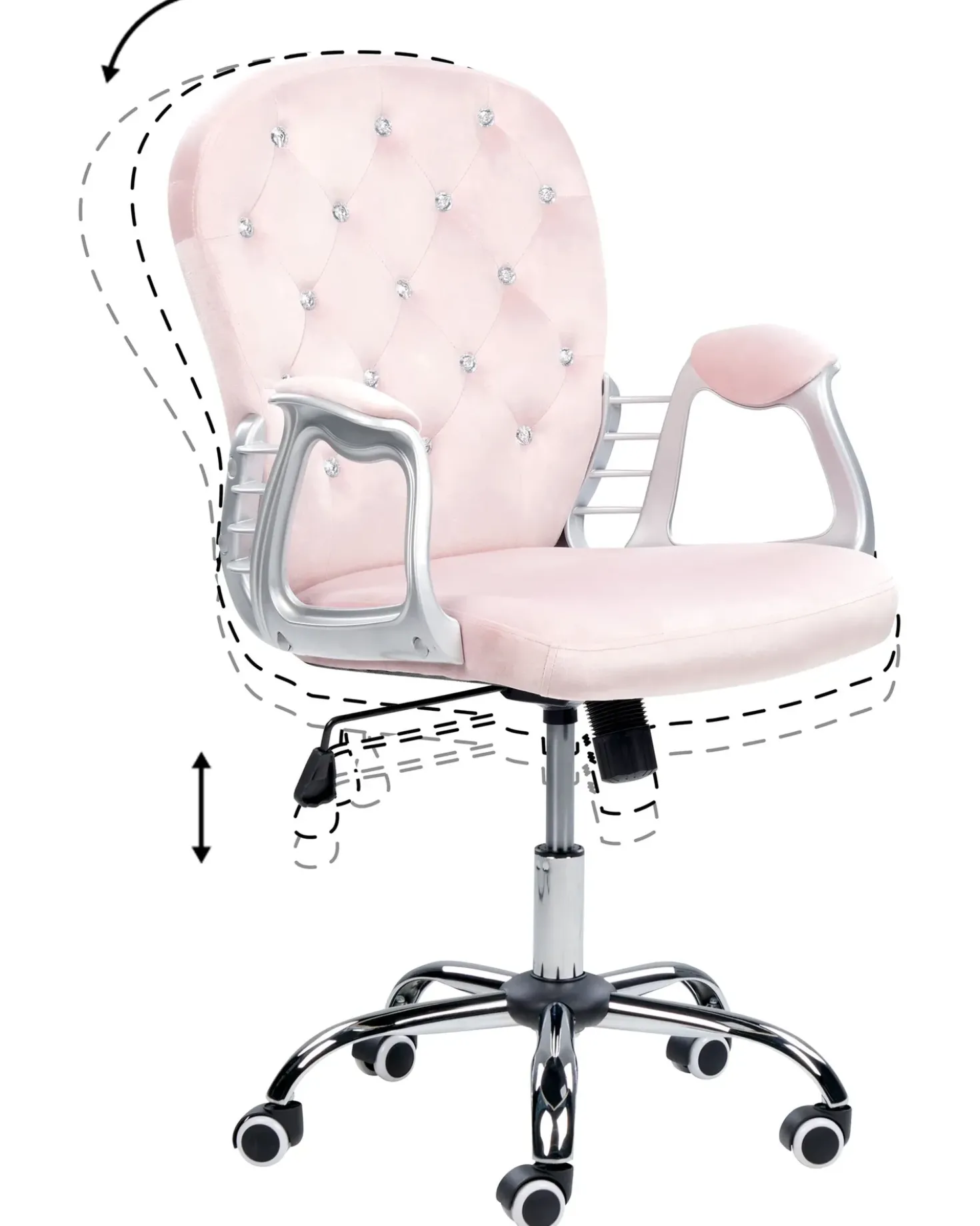Sedia da scrivania PRINCESS Velluto Rosa pastello