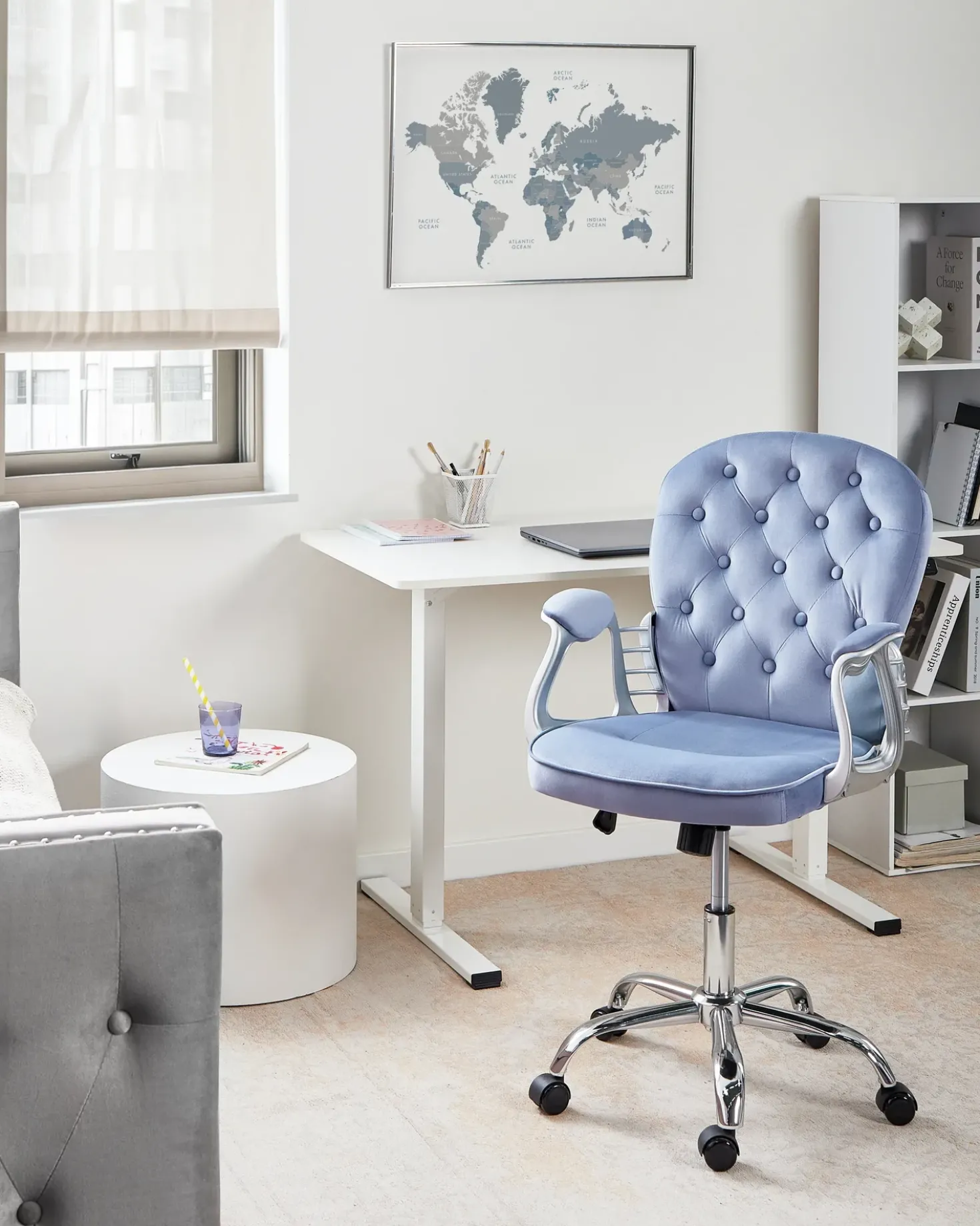 Sedia da scrivania PRINCESS Velluto Azzurro