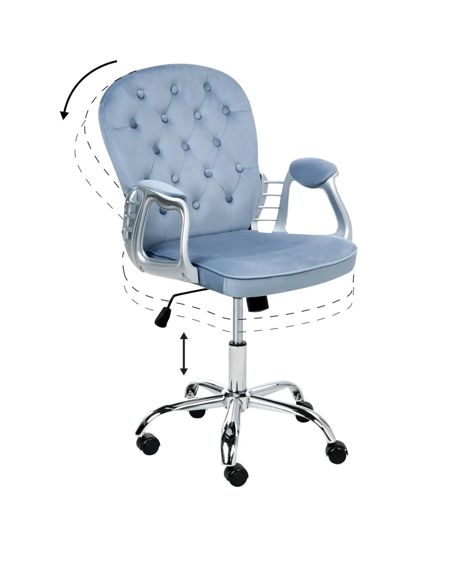Sedia da scrivania PRINCESS Velluto Azzurro