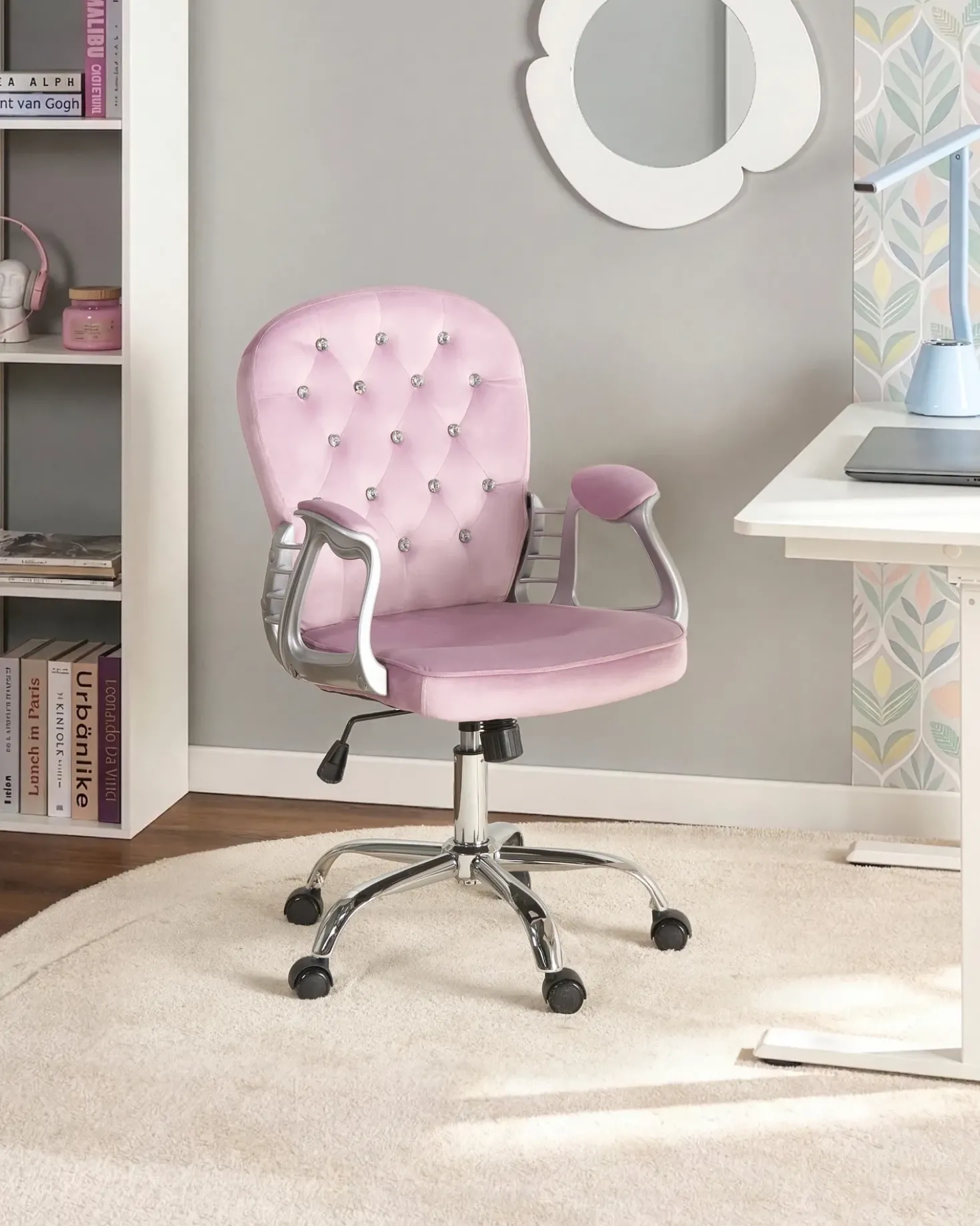 Sedia da scrivania PRINCESS Velluto Viola chiaro