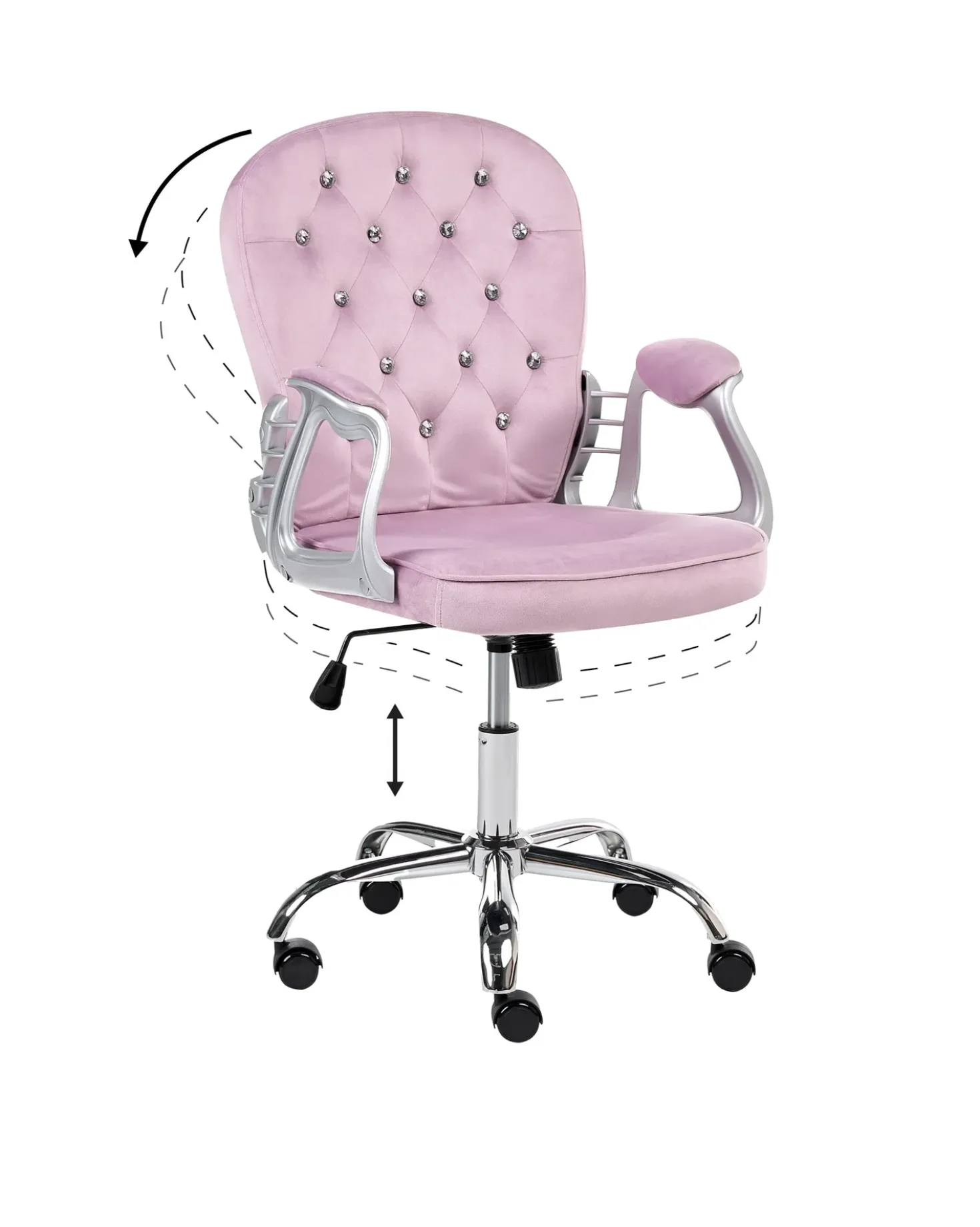 Sedia da scrivania PRINCESS Velluto Viola chiaro