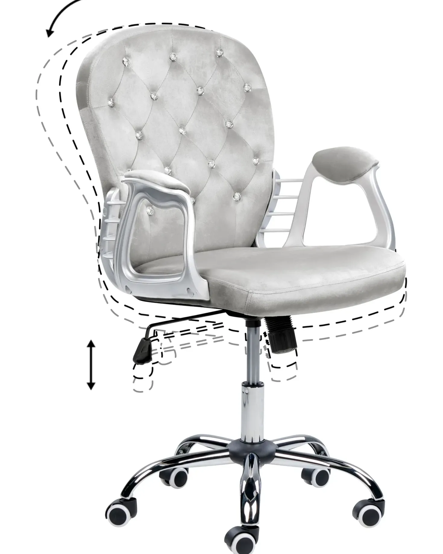Sedia da scrivania PRINCESS Velluto Grigio chiaro