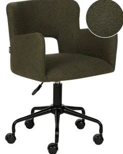 Sedia da scrivania SANILAC II Bouclé Verde scuro