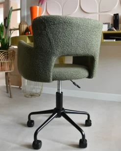 Sedia da scrivania SANILAC II Bouclé Verde scuro