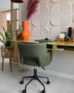 Sedia da scrivania SANILAC II Bouclé Verde scuro