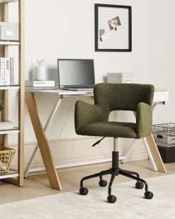 Sedia da scrivania SANILAC II Bouclé Verde scuro