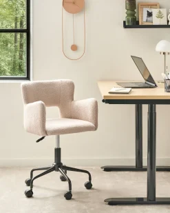 Sedia da scrivania SANILAC II Bouclé Beige