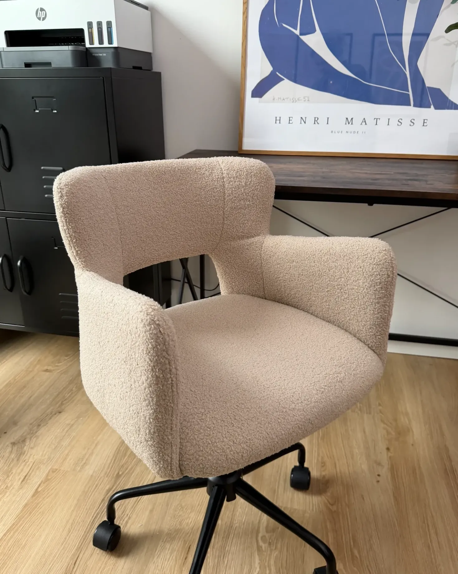Sedia da scrivania SANILAC II Bouclé Beige