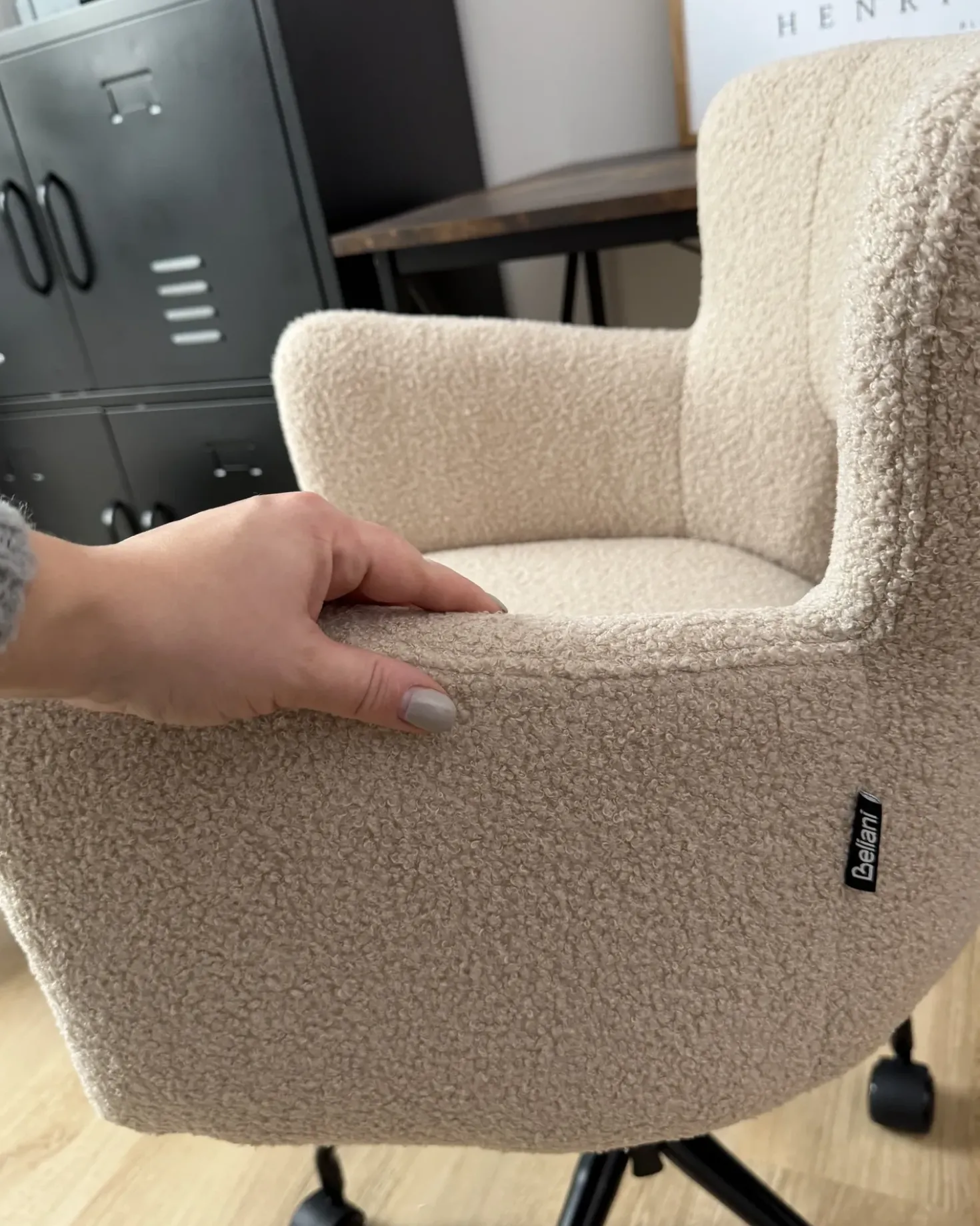 Sedia da scrivania SANILAC II Bouclé Beige