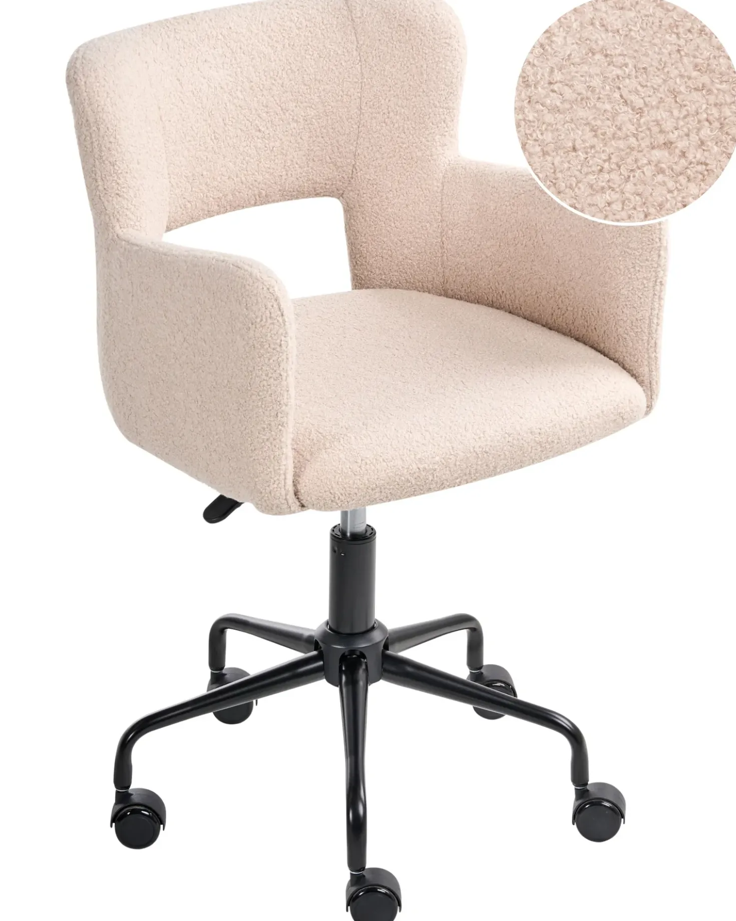 Sedia da scrivania SANILAC II Bouclé Beige