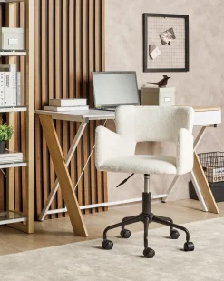 Sedia da scrivania SANILAC II Bouclé Bianco sporco