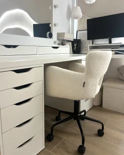 Sedia da scrivania SANILAC II Bouclé Bianco sporco