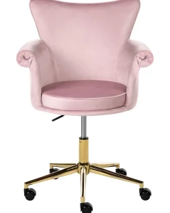 Sedia da scrivania VELENCIA Velluto Rosa pastello