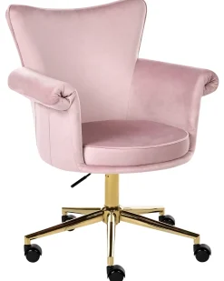 Sedia da scrivania VELENCIA Velluto Rosa pastello