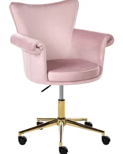 Sedia da scrivania VELENCIA Velluto Rosa pastello