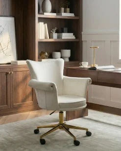 Sedia da scrivania VELENCIA Velluto Bianco sporco