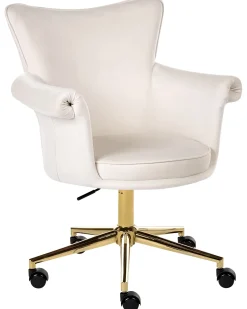 Sedia da scrivania VELENCIA Velluto Bianco sporco