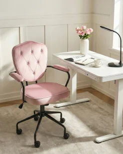 Sedia da scrivania VELISSE Velluto Rosa pastello