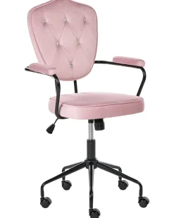 Sedia da scrivania VELISSE Velluto Rosa pastello