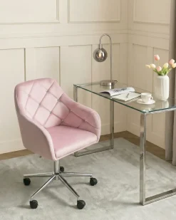 Sedia da scrivania VELORIA Velluto Rosa pastello