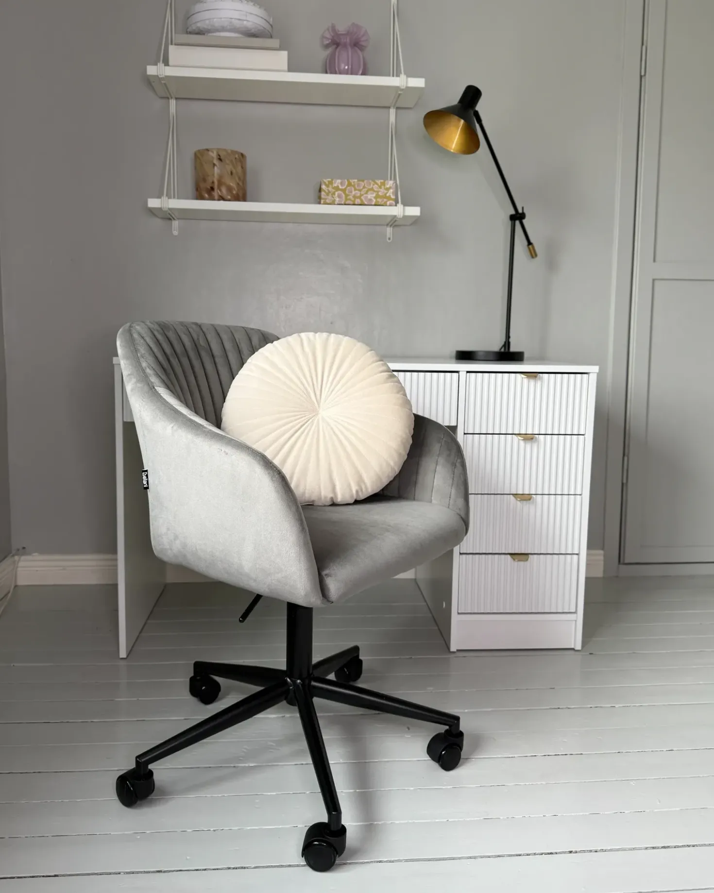 Sedia da scrivania VENICE Velluto Grigio