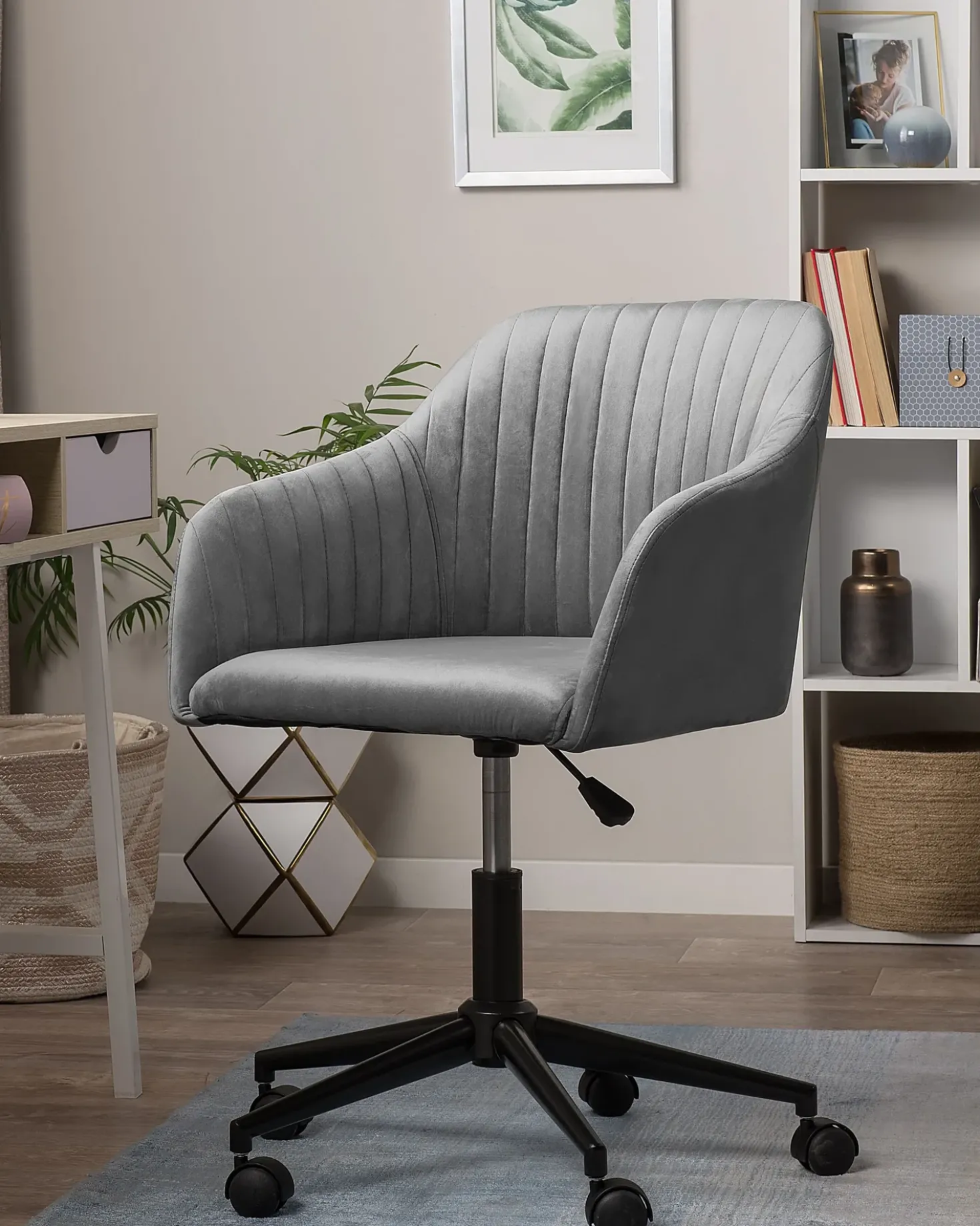 Sedia da scrivania VENICE Velluto Grigio