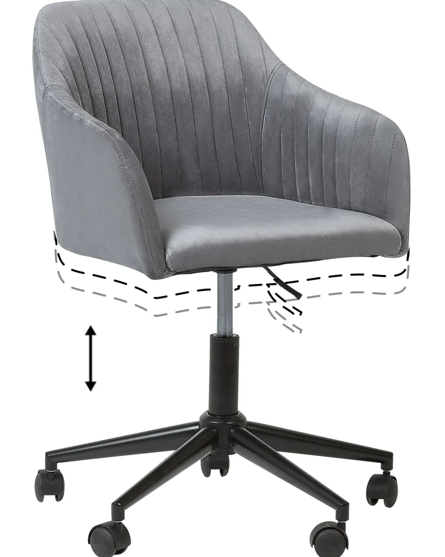 Sedia da scrivania VENICE Velluto Grigio