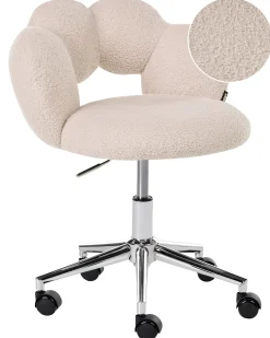 Sedia da scrivania WHIZZY Bouclé Beige chiaro