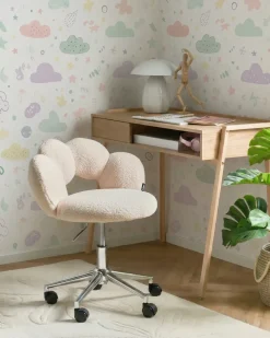 Sedia da scrivania WHIZZY Bouclé Beige chiaro
