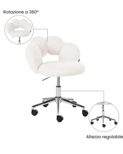 Sedia da scrivania WHIZZY Bouclé Bianco